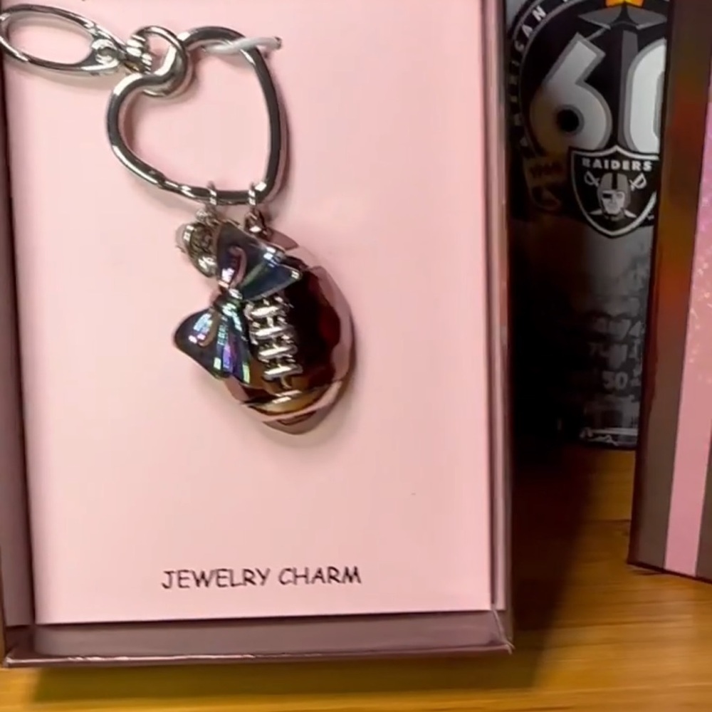 NIB Betsey Johnson Football & Bow Bag Charm - Picture 11 of 12